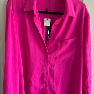 Fashion Nova Fuchsia Button-Up 2pc pant set